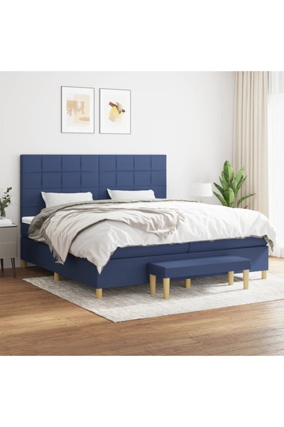 Concept Pat box spring cu saltea, albastru, 200x200 cm, textil