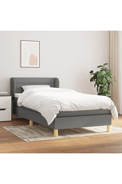 Concept Pat box spring cu saltea, gri închis, 90x200 cm, textil