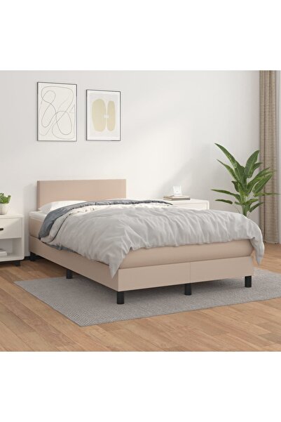 Concept Pat box spring cu saltea, cappuccino, 120x200cm piele ecologică