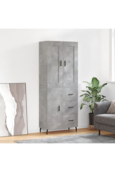 Concept Dulap înalt, gri beton, 69,5x34x180, lemn compozit