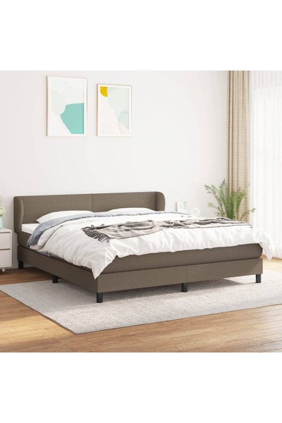 Concept Κρεβάτι Continental με στρώμα, γκρι-μπεζ, 180x200 cm, ύφασμα
