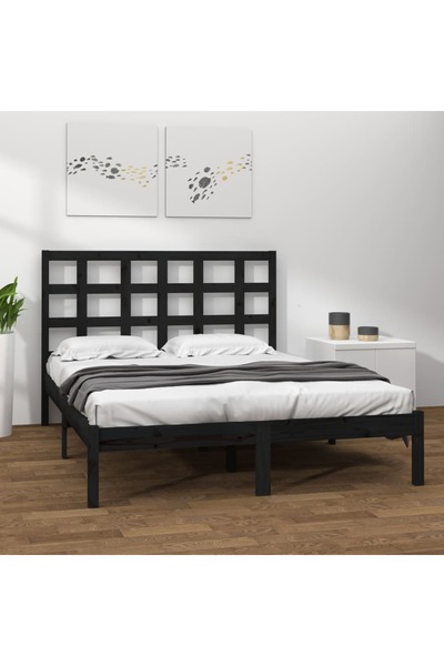 Concept Cadru de pat, negru, 200x200 cm, lemn masiv