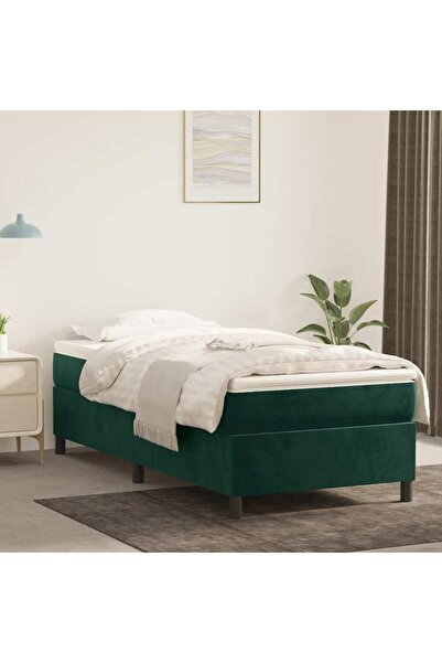 Concept Pat box spring cu saltea, verde închis, 100x200 cm, catifea