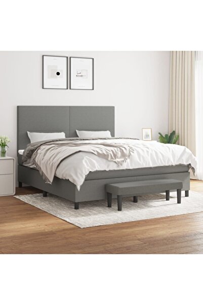 Concept Κρεβάτι Continental με στρώμα, σκούρο γκρι, 160x200 cm, ύφασμα