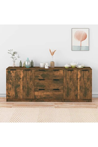 Concept Μπουφέδες, 3 τεμάχια, καπνιστή δρυς, επεξεργασμένο ξύλο