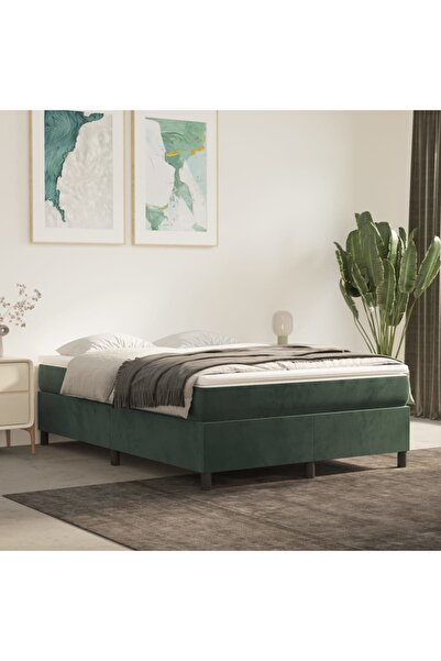 Concept Cadru de pat box spring, verde închis, 140x190 cm, catifea