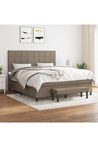 Concept Pat continental cu saltea, gri taupe, 180x200 cm, textil