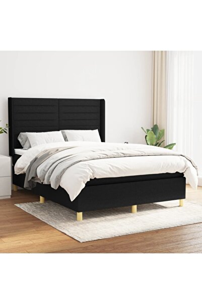Concept Pat box spring cu saltea, negru, 140x190 cm, textil