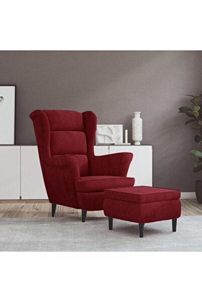 Concept Πολυθρόνα και σκαμπό με ανακλινόμενη πλάτη, κόκκινο κρασί, Βελούδο