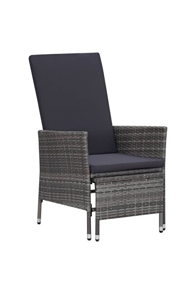 Concept Πτυσσόμενη καρέκλα κήπου με μαξιλάρια, γκρι, πολυρατάν