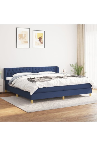 Concept Pat box spring cu saltea, albastru, 200x200 cm, textil