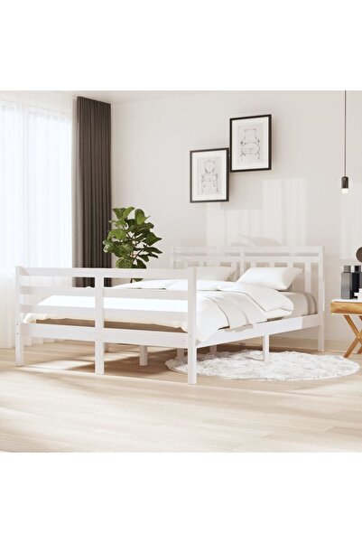 Concept Σκελετός κρεβατιού, λευκό, 140x190 cm, μασίφ ξύλο