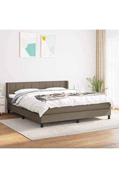 Concept Κρεβάτι Continental με στρώμα, γκρι-μπεζ, 180x200 cm, ύφασμα