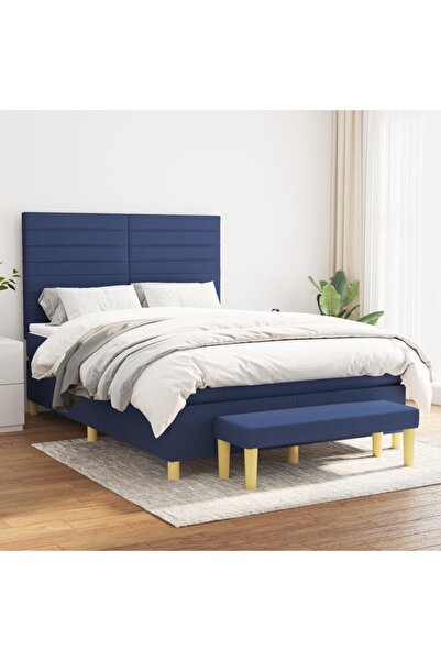 Concept Pat continental cu saltea, albastru, 140x200cm, material textil