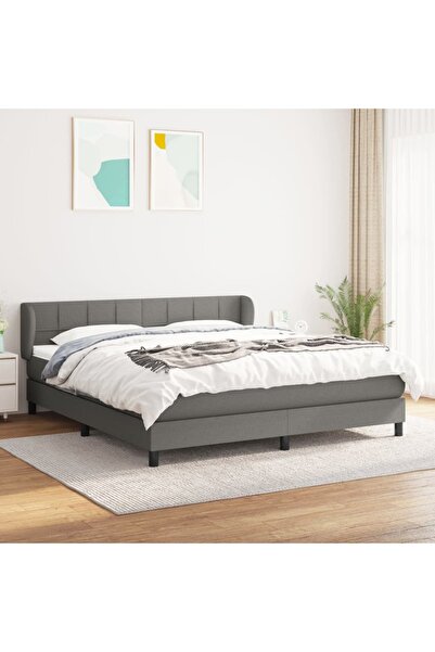 Concept Pat box spring cu saltea, gri închis, 180x200 cm, textil