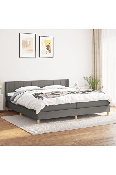Concept Pat box spring cu saltea, gri închis, 200x200 cm, textil