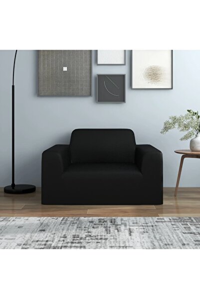 Concept Husă elastică pentru canapea, negru, tricot poliester