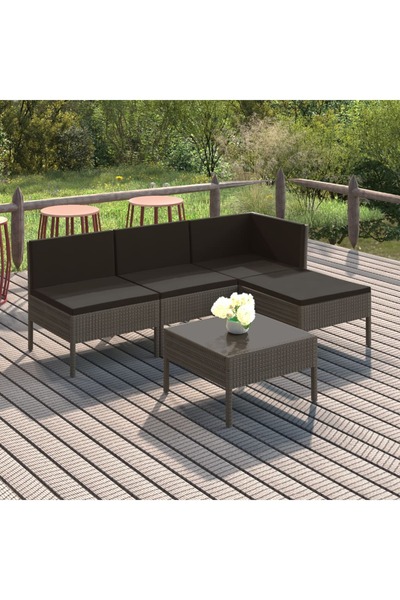 Concept Σετ επίπλων κήπου 5 τεμαχίων με μαξιλάρια, γκρι, πολυρατάν