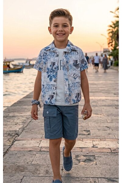 BEGONYA BEBECE KIDS Boy's Three-Piece Summer Suit Jeans Shorts Shirt T-Shirt ...
