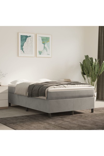 Concept Pat box spring cu saltea, gri deschis, 120x200 cm, catifea