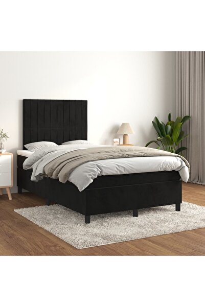 Concept Pat box spring cu saltea, negru, 120x200 cm, catifea
