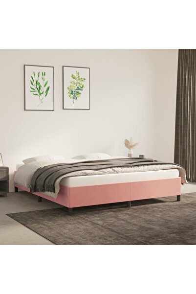 Concept Cadru de pat, roz, 180x200 cm, catifea