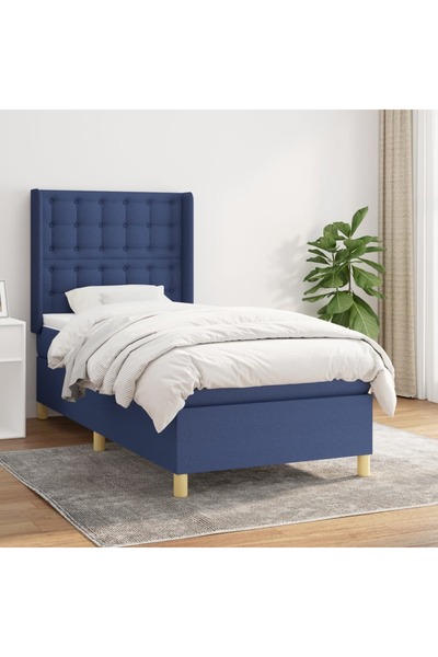 Concept Pat box spring cu saltea, albastru, 90x190 cm, textil