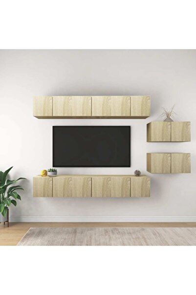 Concept Σετ ντουλαπιών τηλεόρασης, 8 τεμάχια, δρυς sonoma, μοριοσανίδα