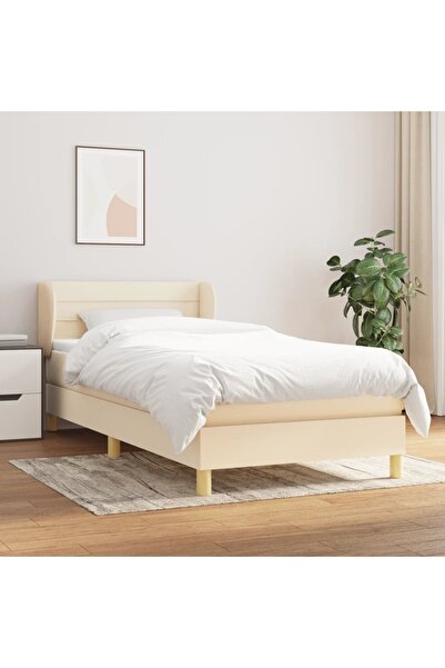 Concept Pat box spring cu saltea, crem, 80x200 cm, textil