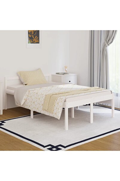 Concept Μικρό σκελετό Διπλό κρεβατιού 4FT, λευκό, 120x190 cm, μασίφ ξύλο