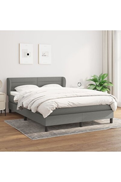 Concept Pat box spring cu saltea, gri închis, 140x200 cm, textil