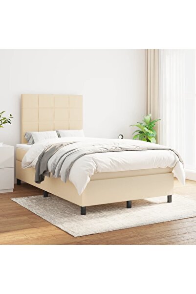 Concept Pat box spring cu saltea, crem, 120x200 cm, textil
