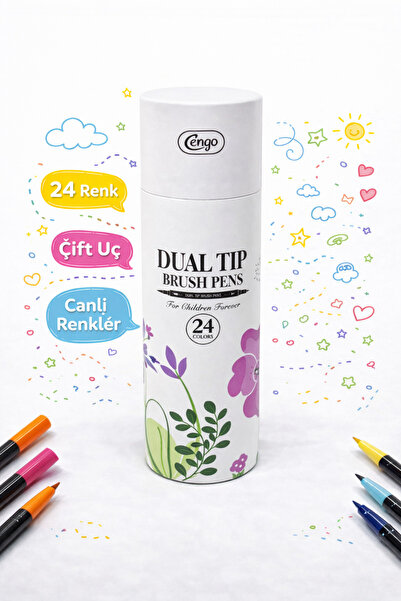 Cengo Dual Tip Brush Pens 12 Renk - Özel Çift Uçlu Keçeli Kalem Seti | Fırça ...