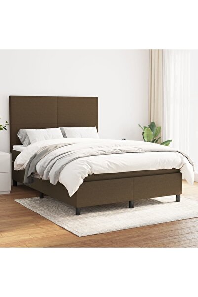 Concept Pat continental cu saltea, maro închis, 140x200 cm, textil