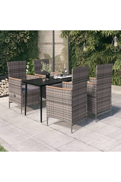 Concept 5-piece garden furniture set with cushions, grey