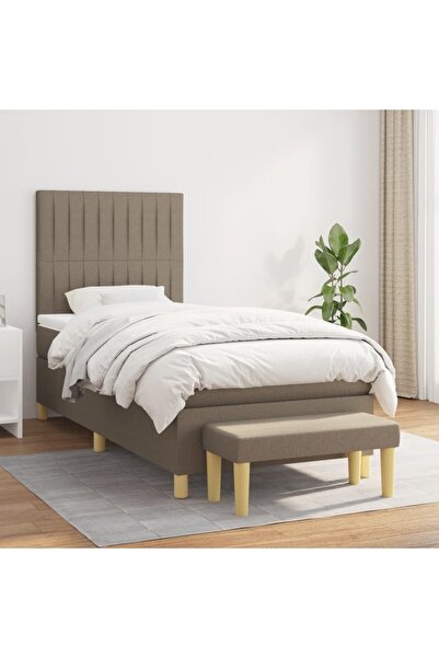 Concept Pat box spring cu saltea, gri taupe, 90x200 cm, textil
