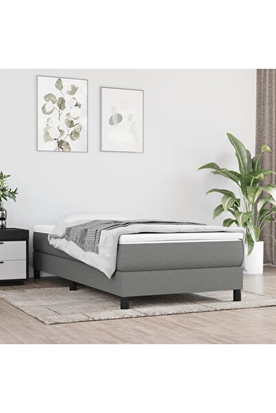 Concept Pat box spring cu saltea, gri închis, 90x190 cm, textil