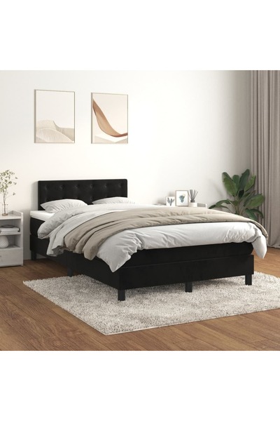 Concept Pat box spring cu saltea, negru, 120x200 cm, catifea