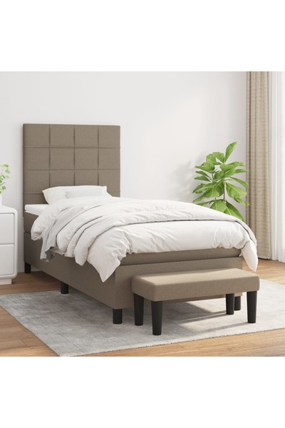 Concept Pat box spring cu saltea, gri taupe, 90x200 cm, textil