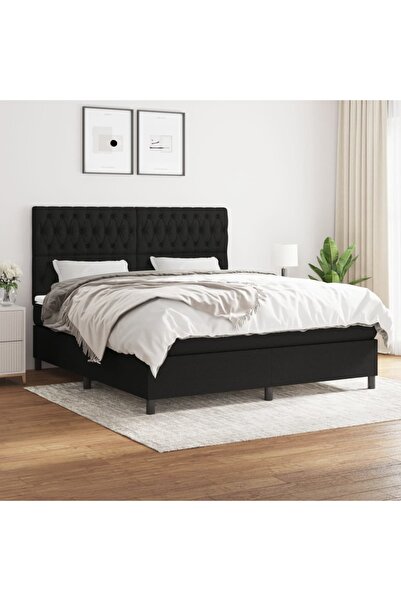 Concept Pat box spring cu saltea, negru, 180x200 cm, catifea