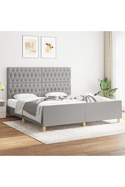 Concept Cadru de pat cu tăblie, gri deschis, 180x200 cm, textil