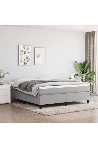 Concept Pat continental cu saltea, gri deschis, 160x200 cm, textil