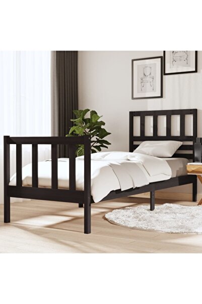 Concept Μικρό Μονό κρεβάτι 2FT6, μαύρο, 75x190 cm, μασίφ ξύλο