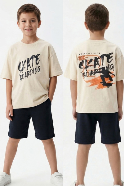 Entel Boy's Stretch Fabric Single Jersey 100% Cotton Printed T-Shirt Capri Set