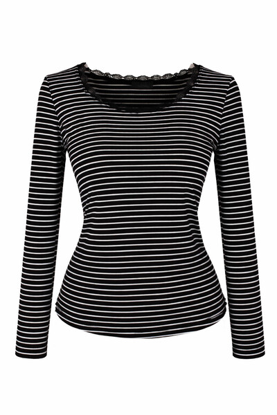 trender Striped Viscose Black Women's Sweatshirt 26Ydt1000072