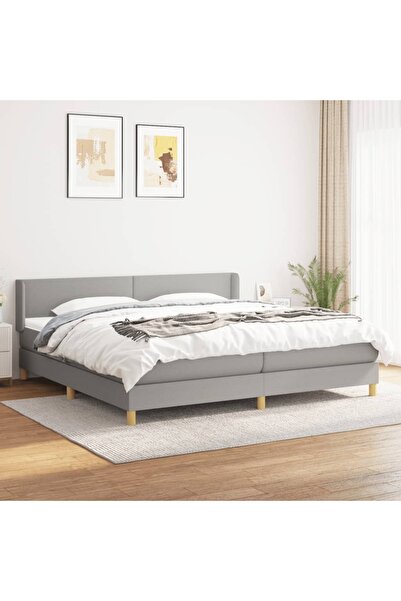 Concept Pat box spring cu saltea, gri deschis, 200x200 cm, textil