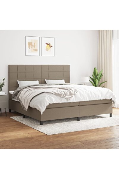 Concept Pat box spring cu saltea, gri taupe, 200x200 cm, textil