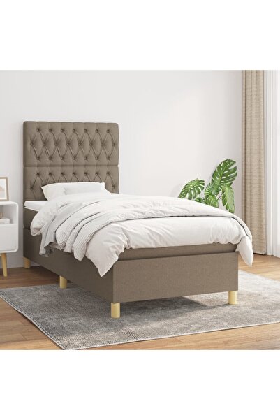 Concept Pat box spring cu saltea, gri taupe, 100x200 cm, textil