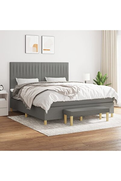 Concept Pat box spring cu saltea, gri închis, 180x200 cm, textil