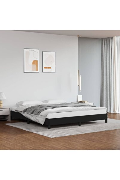 Concept Σκελετός κρεβατιού, μαύρο, 160x200 cm, οικολογικό Δερμάτινο